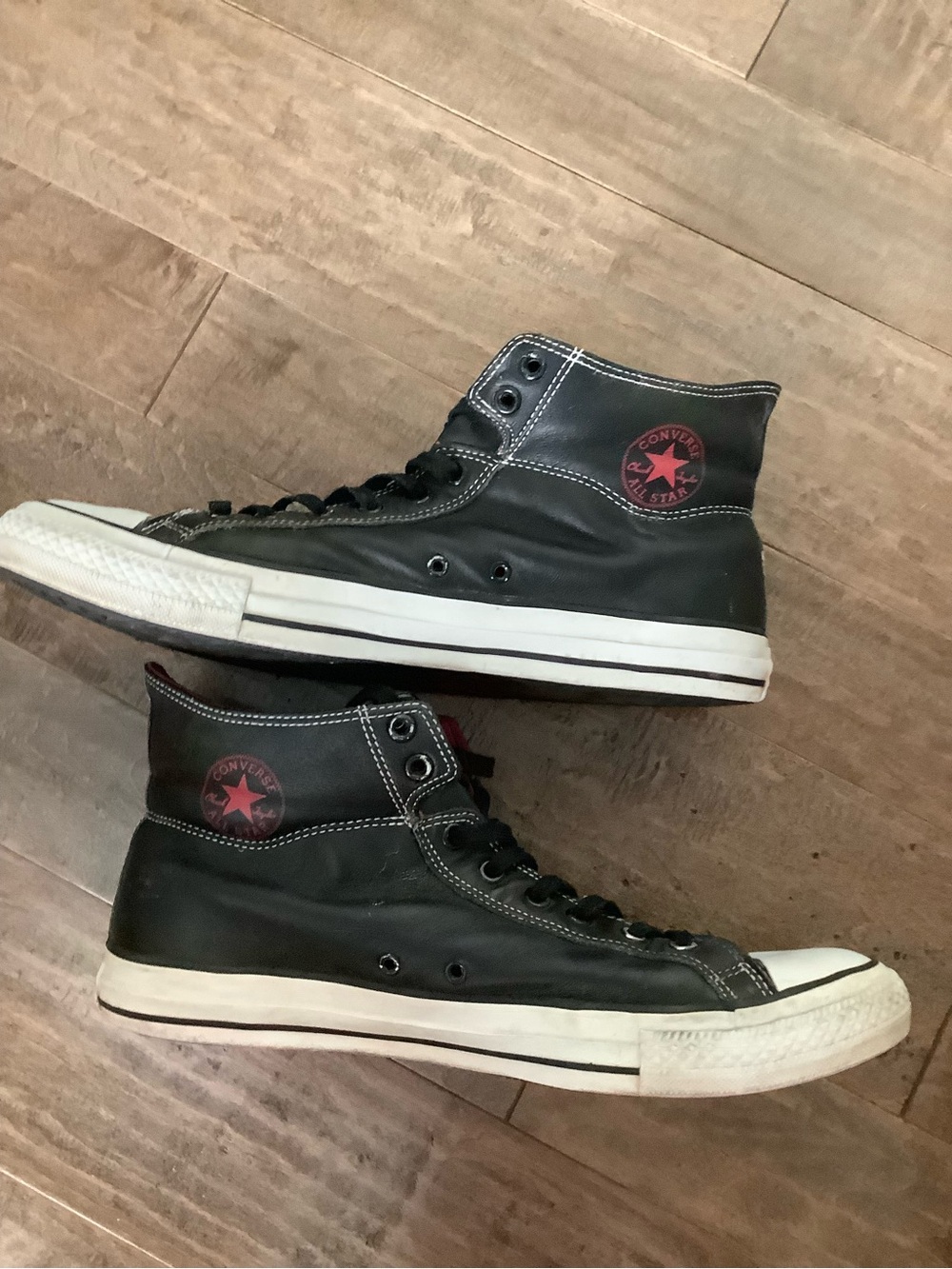 Converse Black High-Top Sneakers with Red Interior - Picture 4 of 9